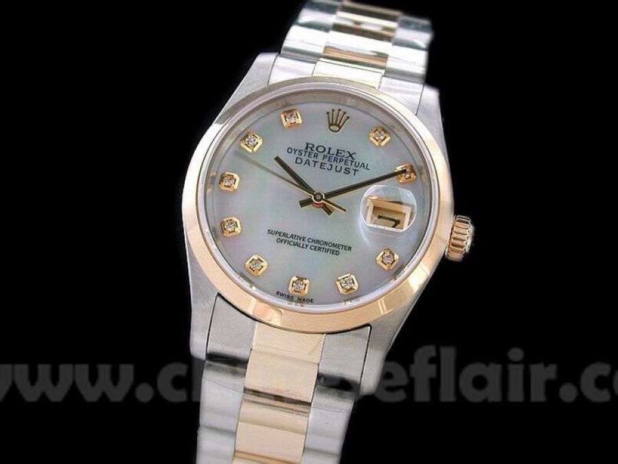 Rolex Datejust 2-Tone Oyster White MOP Diamond markers Watch